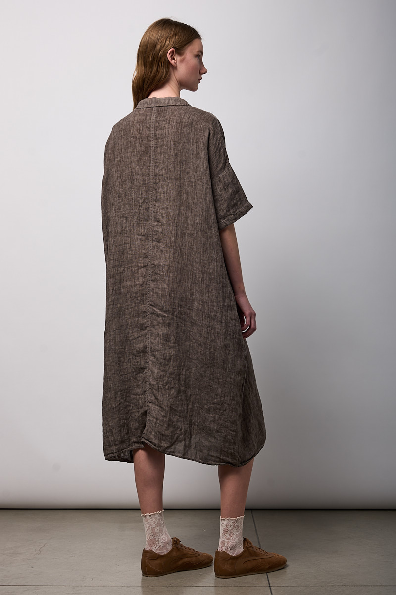 ABITO LUNGO CON COLLO DA CAMICIA E MANICA CORTA